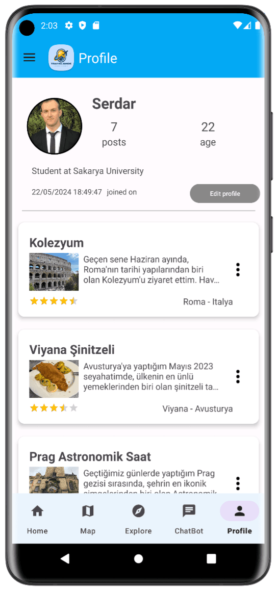 Yapay Zeka Destekli Seyahat Rehberi Mobil Uygulaması Görüntü 5