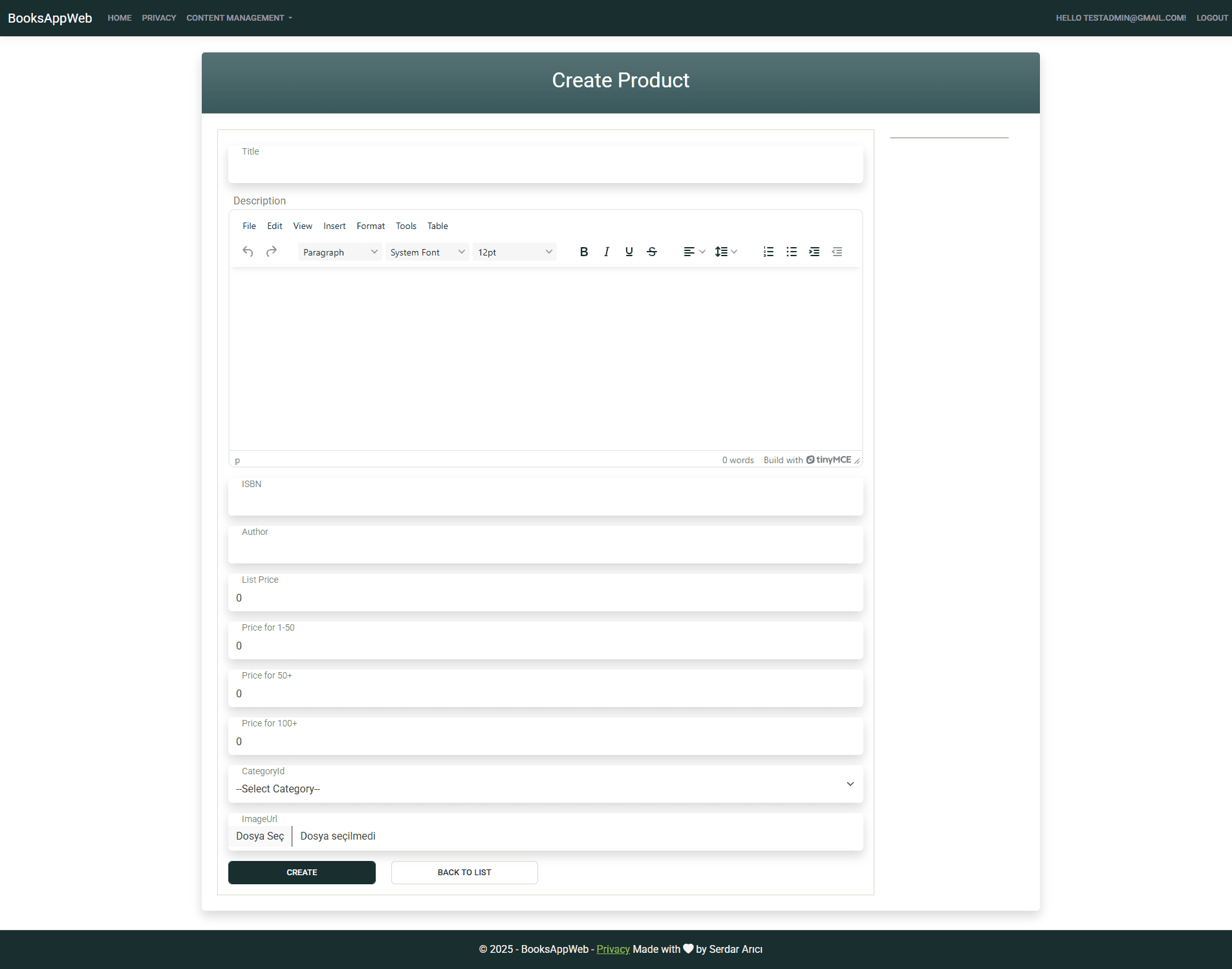 Books App – ASP.NET Core MVC ile Full-Stack Proje Görüntü 3
